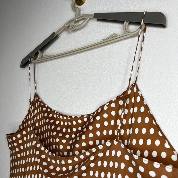 J. Crew Brown White Polka Dot Gwen Sleeveless Cupro Slip Dress Plus Size 18 NWT - Picture 13 of 14